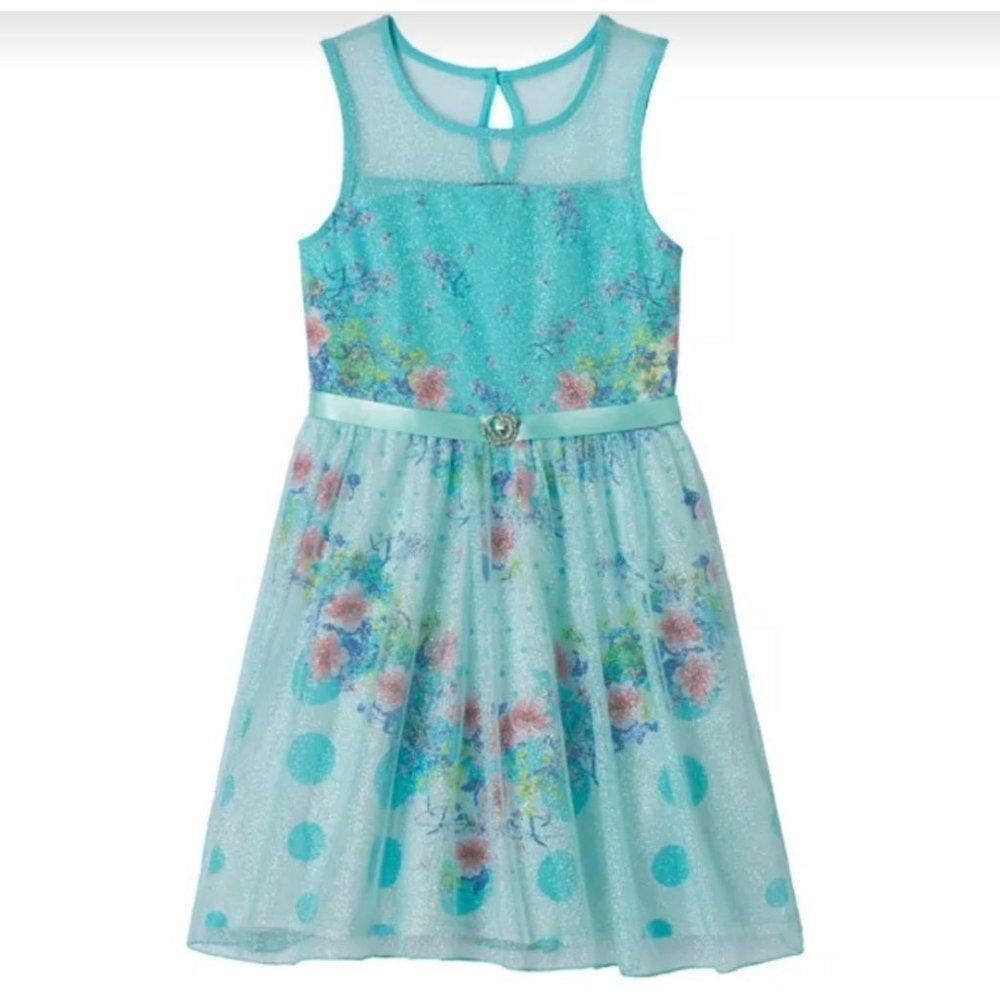 Lily Rose Girls Dress Sleeveless Teal Sparkle Skater Dress Size 16 NWOT
